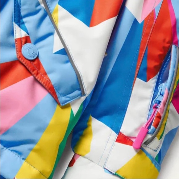 Boden All Weather Waterproof Jacket in Surfbloard blue rainbow star 6-7 NO HOOD - Picture 4 of 9